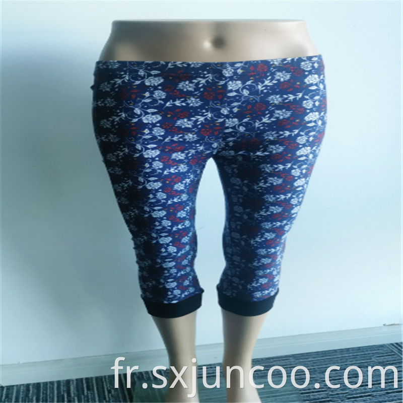 Crimping Process Rayon Printed Medium Length Leggings